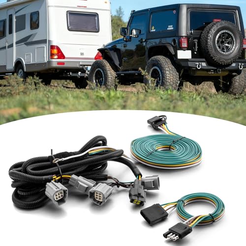 Wsays Custom Towed-Vehicle RV Trailer Wiring Harness with Plug & Play Connector, Standard 4-Flat...