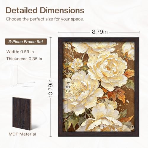 Image of Picrit 8x10 Picture Frame 3 Pack, Wall Mount & Tabletop Display, Walnut
