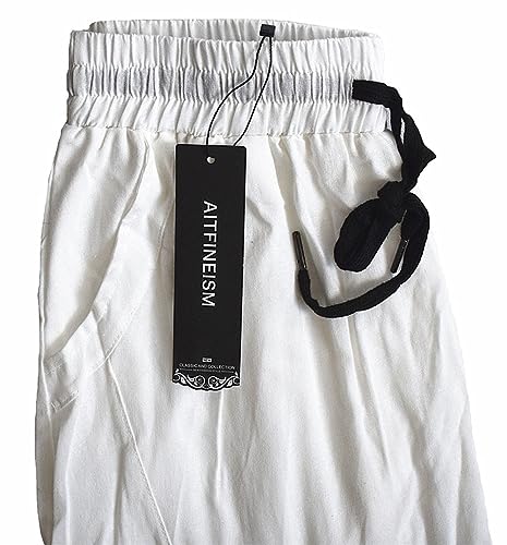 Pantalon d'été homme léger et ample AITFINEISM décontracté blanc en taille 50/52 FR