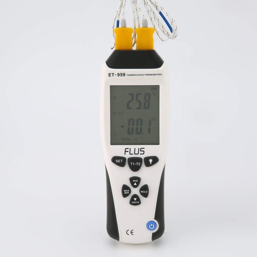 ET-959 Digital doppio tipo K J-tipo termocoppia termometro di temperatura a contatto Meter LCD Handheld Tester Pyrometer Per laboratorio