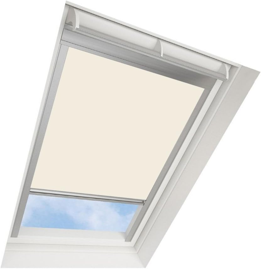 Darkona ® Skylight Blinds For VELUX Roof Windows - Blackout Blind - Many Colours/Many Sizes (FK06, Cream) - Silver Aluminium Frame