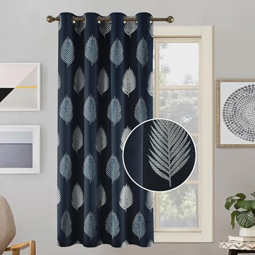 Image of FRESH FROM LOOM Stylish 6ft Jacquard Curtains | Modern Finish | Blocks 80% Light | Window Ready | Anti-Wrinkle, Luxury Curtain (6ft, Navy-Blue, 1pc)