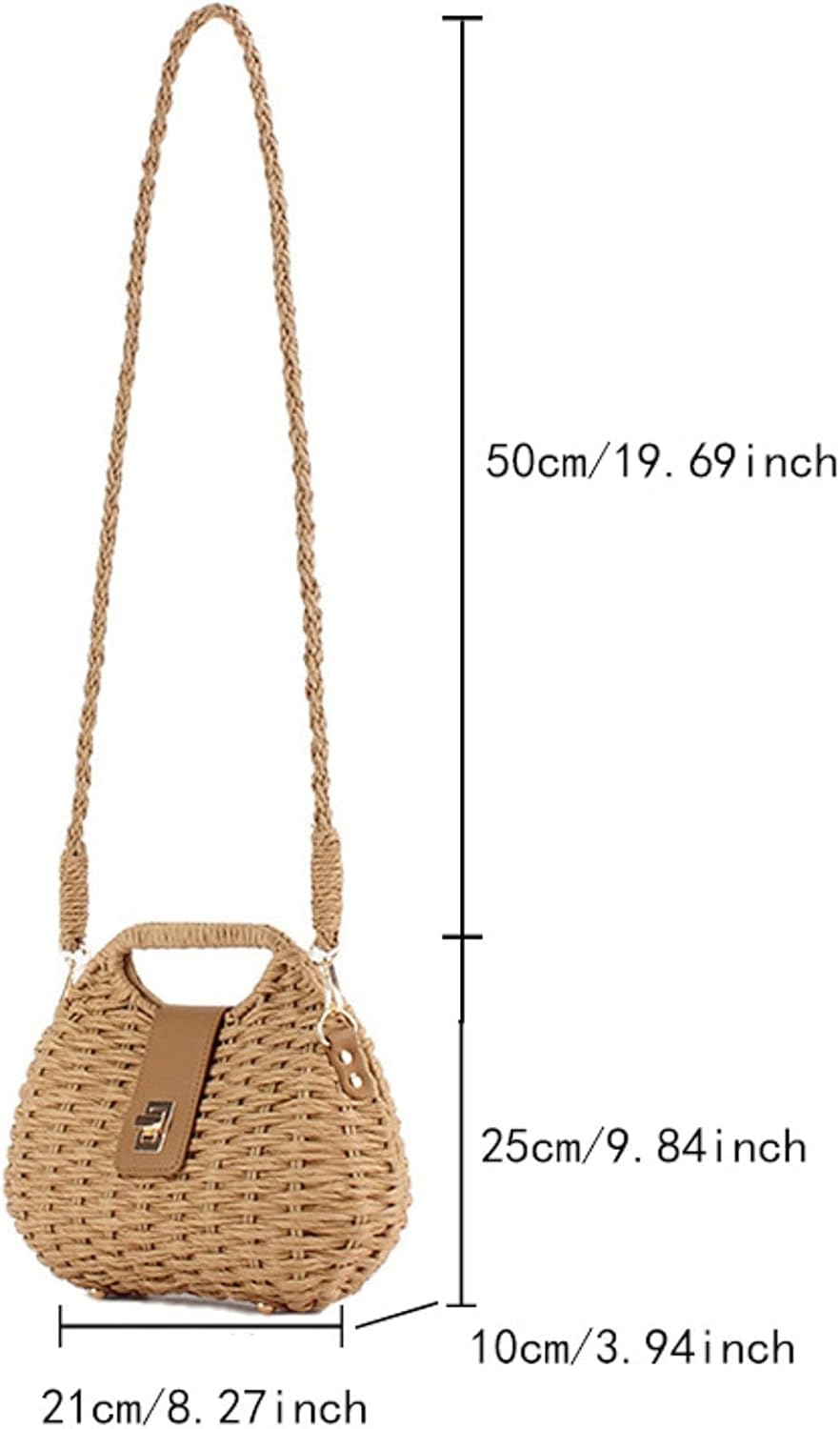 Handmade Straw Woven Bag Beach Clutch Purses Women Vacation Shell Shoulder Crossbody Summer Dumpling Handbag Basket Tote