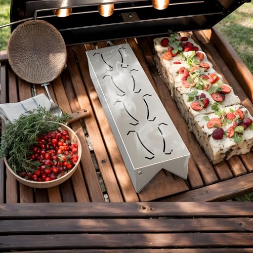 Miniatura 9 de Barbecue Smoker Box - Generador De Humo De Parrilla Al Aire Libre Para Parrilla De Carbón De, Caja De Sabor A Carne De Tapa De Bisagra Fumador De Acero De Servicio Pesado Para Barbacoa, Compleme