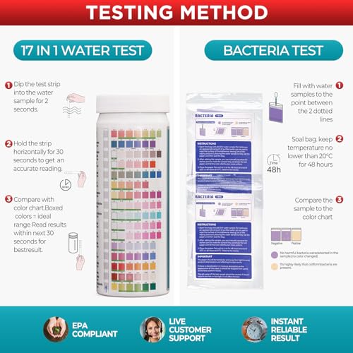 17 in 1 Water Testing Kits for Drinking Water, 125 Strips Water Hardness Test Kit, Tap and Well Water Test Kit for Lead, Iron, Fluoride, Copper, PH Test Strips and More - Thumbnail 3