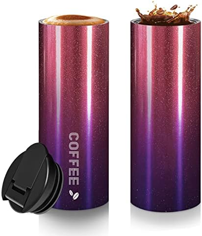 UKON Travel Mug 2022 Upgraded Vacuum Insulated Coffee Cup Stainless Steel Thermal Cup Cold & Hot Drinks fits Car Cup Holder Home Office(Black 550ml)