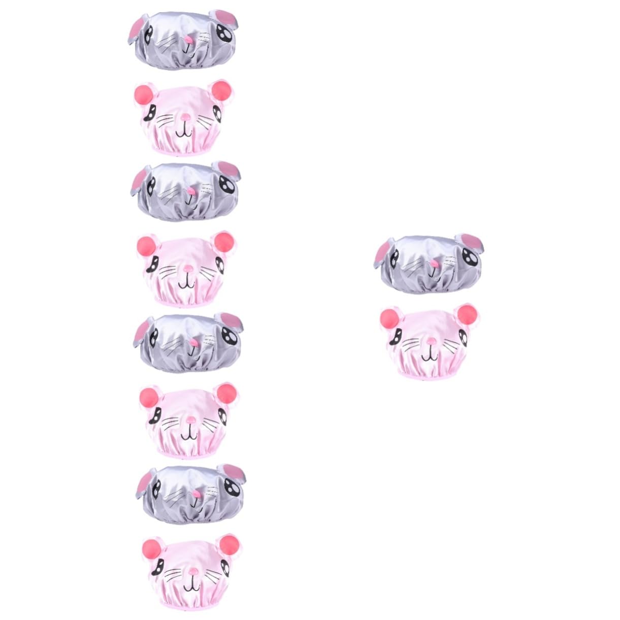 VICASKY 10pièces Bonnet De Garçon Fille Réutilisable De Caps De Bain Étanches Cartoon Souris Et Grise Pour Et Baignade