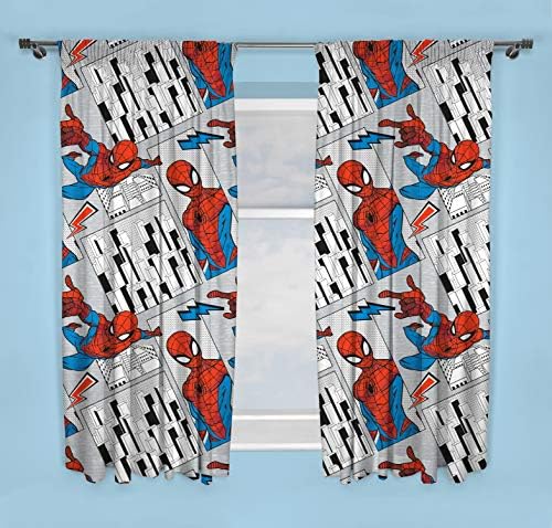 Spiderman Official Curtains | Flight Childrens Bedroom Curtains | Perfect For Any Childrens Bedroom (54 Inch), DUSFGH54001UK