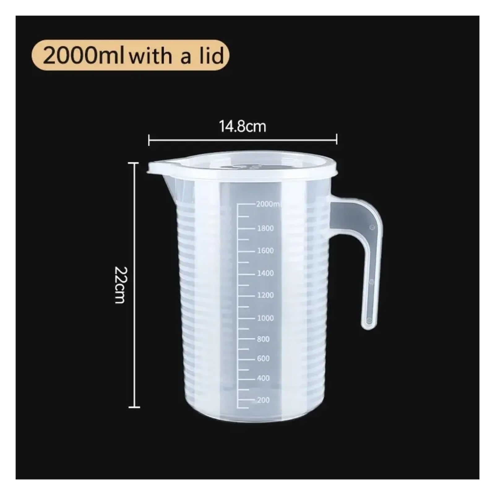 Generisch 100–5000 ml, verdickter Kunststoff-Messbecher(2000ml(with a lid))