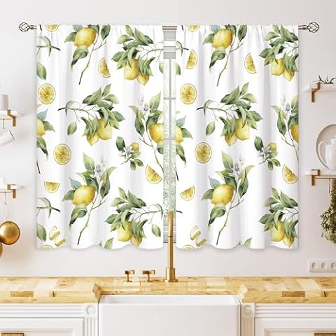 oolygoo Lemon Fruit Kitchen Curtains Set Cover
