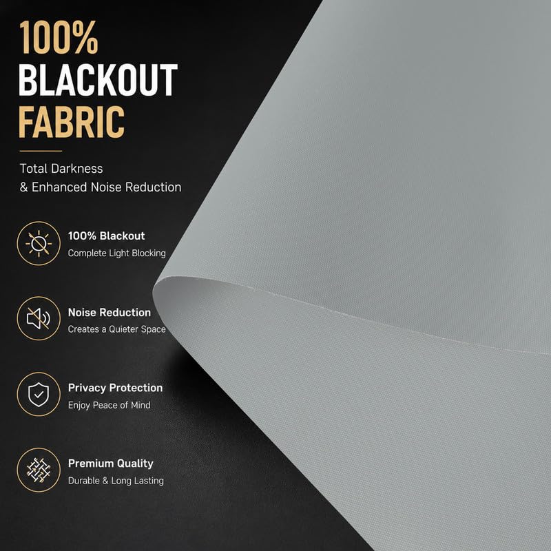 Image of 100% Blackout Roller Blind for Windows|Room Darkening & Privacy Protection Window Shade Blinds|Home, Bedroom, Living Room & Office|Light Grey, 4.5X7 Feet, Pack of 1