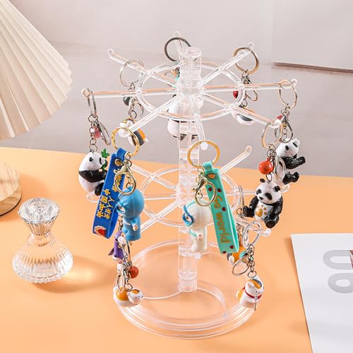 Dzrige Rotating Earring Necklace & Keychain Display Stand,2 Tier Jewelry Organizer (Transparent) - image 6