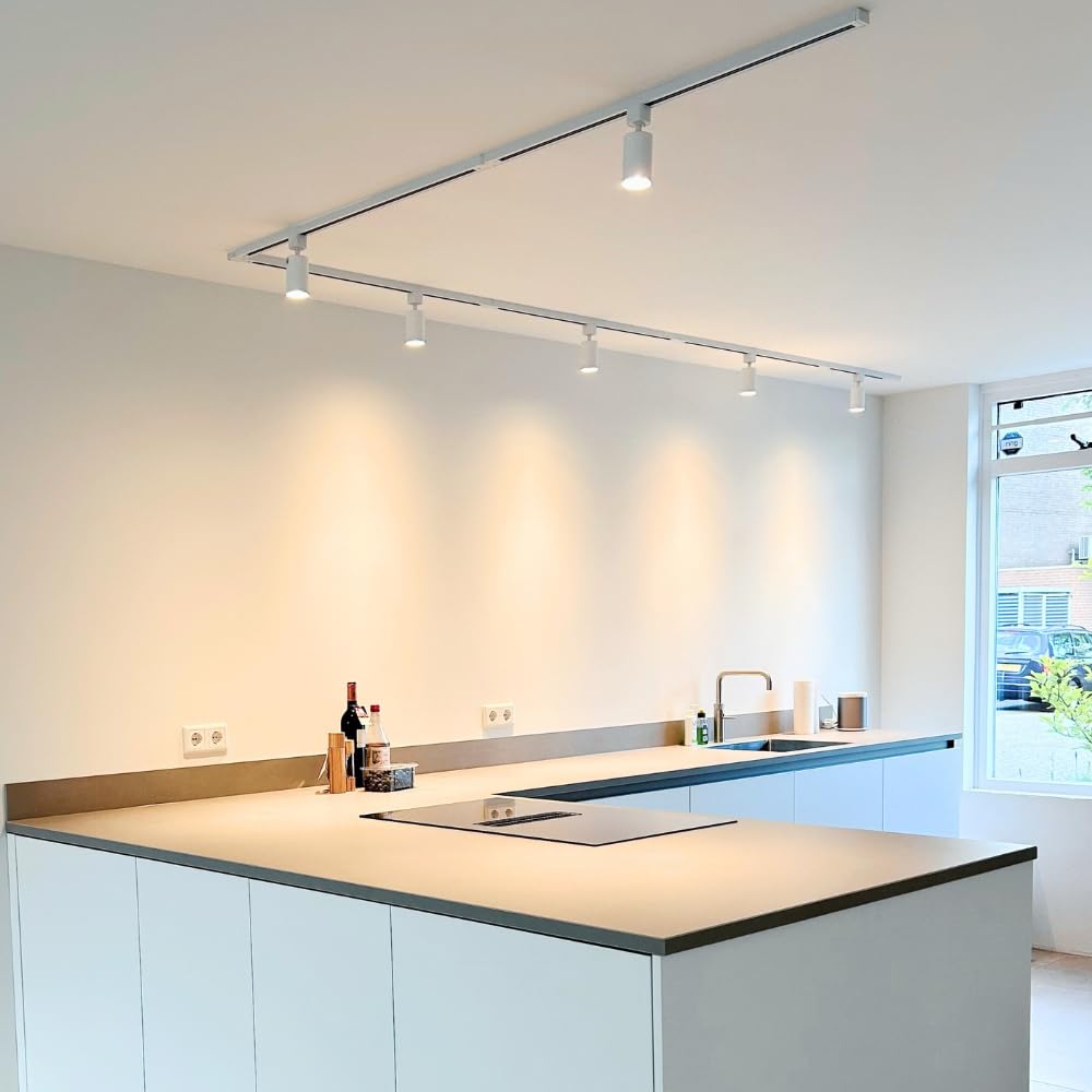 Qub Focus III 1-Phasen LED Schienensystem 300cm 5x GU10 Spots L-Form Deckenstrahler Weiß