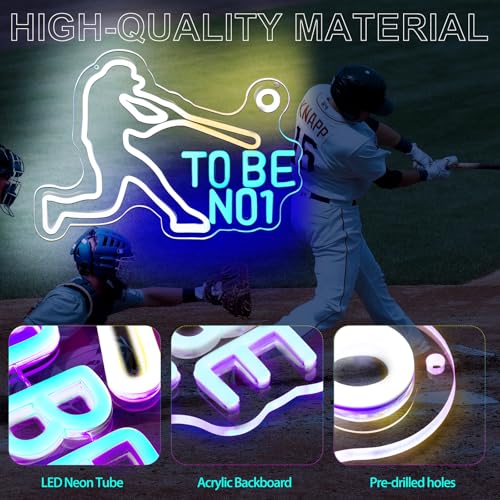 Image of KHK Baseball Neon Led Sign for Bedroom Dimmable Baseball Neon Sign Sport Neon Signs USB Powered for BOY Bedroom,Club Bar,Man Cave,Birthday Party Home College Decor Holiday Gift.