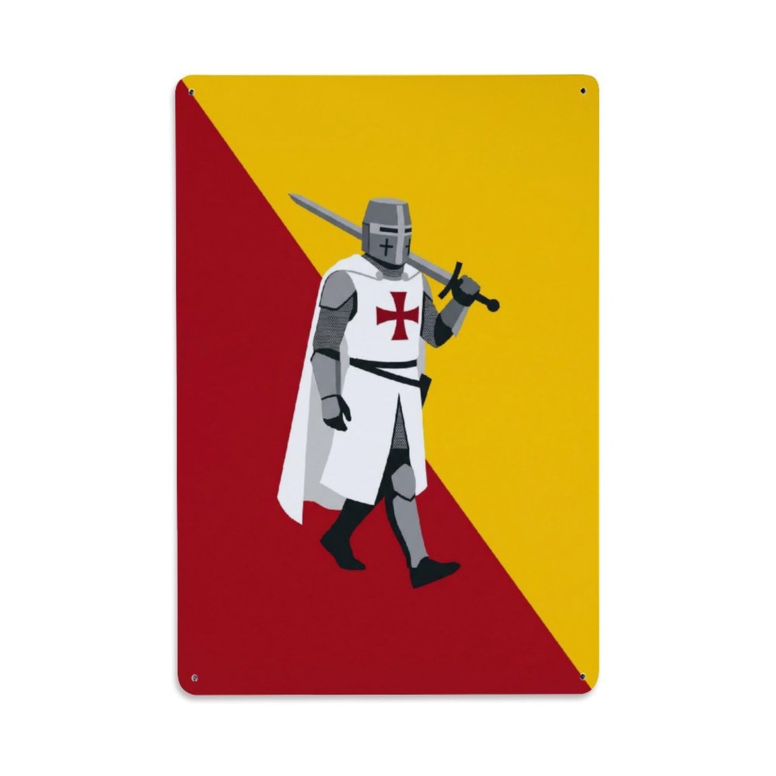 Olhnbad Style Knight Templar Sword Bearer Medieval Armour Minimalist Metal Tin Sign