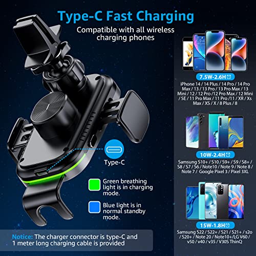 Wireless-Car-Charger-Auto-Clamping-Car-Charger-Mount-15W-Fast-Charging-Air-Vent-Phone-Holder-for-iPhone-1414-Pro1313-Pro1212-Pro1111-ProXrXsX8-for-Samsung-S22S21S20-with-QC-30