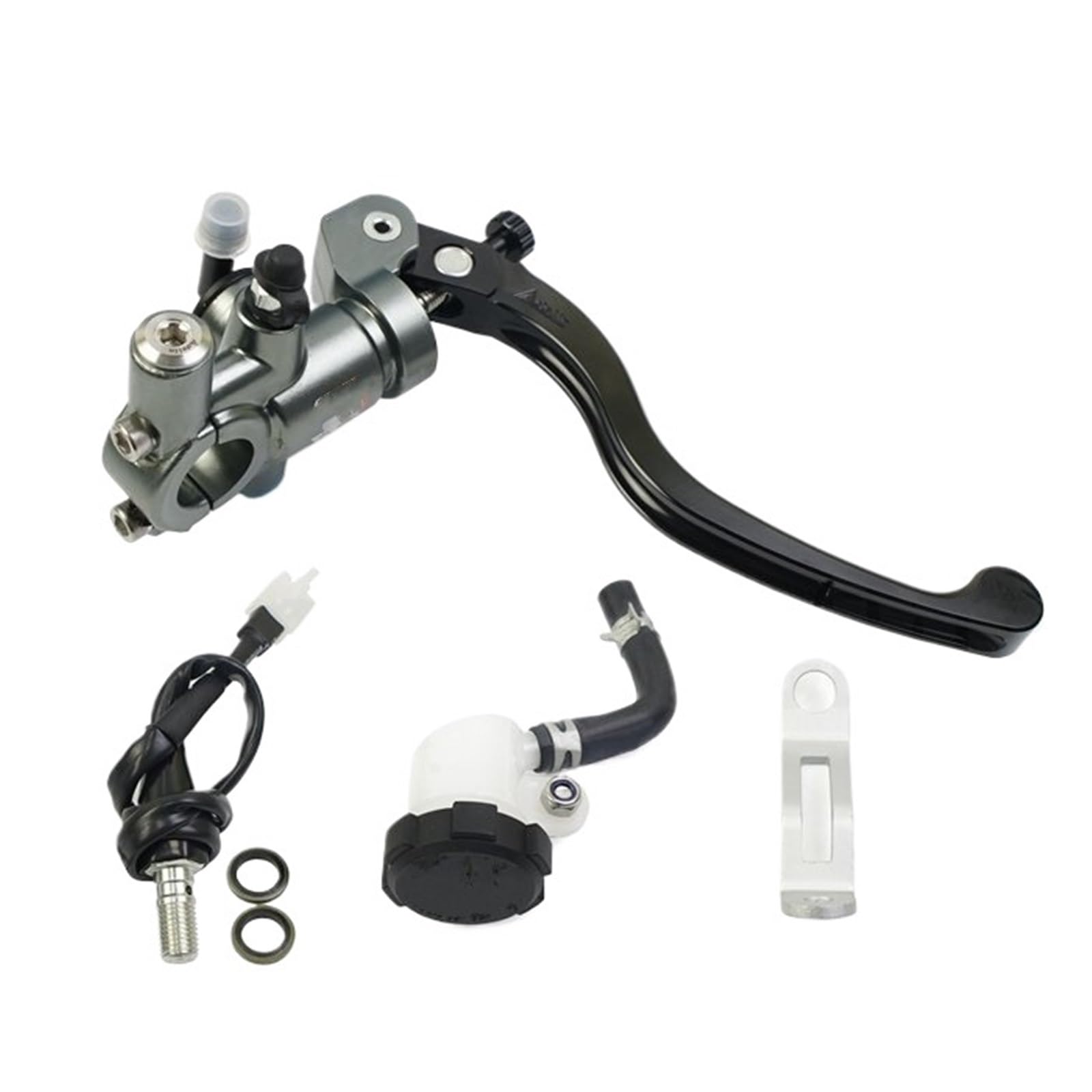 Ouvecr Grey Right15mm Motorbike Brake Levers Radial Mounting 14Mm 16Mm 17.5Mm 19Mm Motorcycle Brake Clutch Master Cylinder Lever(Grey Right15mm)