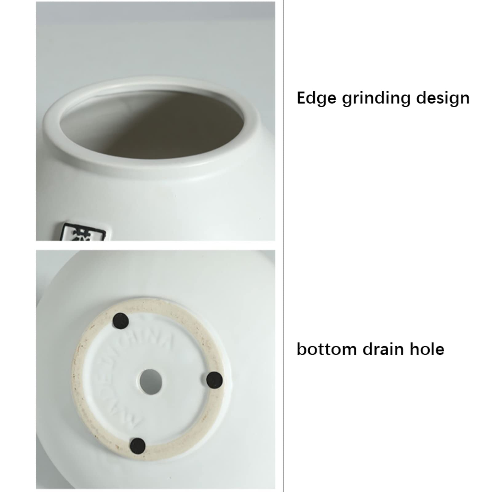 Vasi da Giardino Moderni vasi da Fiori Bianchi con Fori di drenaggio, Contenitore per Piante grasse in Ceramica per Interni ed Esterni