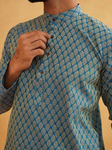 Image of SOJANYA (Since 1958 Men's Silk Blend Self Design Kurta & Off-White Churidar Pyjama Set