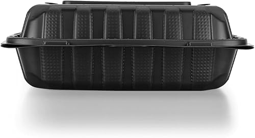 Miniatura 6 de KARAT EARTH Contenedor con bisagras de polipropileno relleno mineral de 8 x 8 pulgadas, 3 compartimentos, color negro