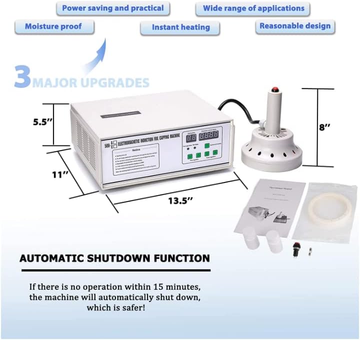 Miniatura 8 de Máquina de sellado de papel de aluminio de inducción electromagnética, máquina de sellado por inducción de tapas de botellas de plástico, máquina de