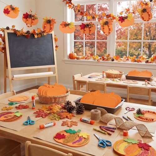 Image of Ireer 48 Pcs Large Foam Pumpkin Cutouts 6 Inch Halloween Crafts Cutouts Fall Bulletin Board Decorations for Fall Craft Project Supplies Halloween Party Chalkboard Wall Decor