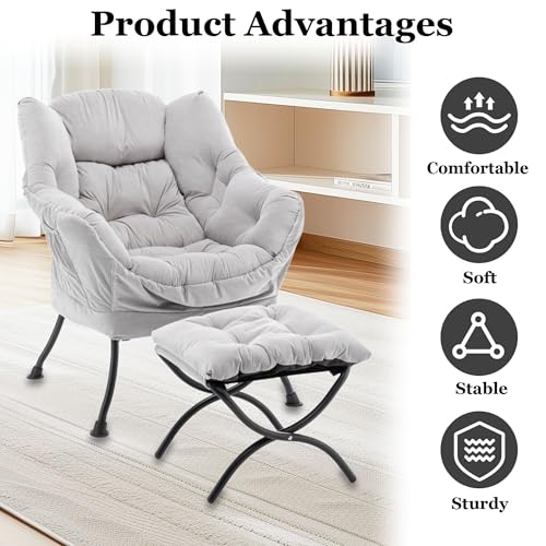 Sillón plegable terciopelo Gris miniatura 3