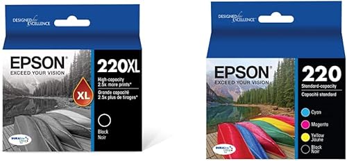 Epson T220120-BCS DURABrite Ultra Black & Color Combo Pack de tinta de cartucho de capacidad estándar, paquete combinado negro y color y tinta de