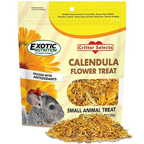 Calendula Flower Treat (1 oz.) - Healthy Natural Dried Flower Herbivore Treat - Chinchillas, Guinea Pigs, Rabbits, Prairie Dogs, Degus, Hamsters, Rats, Squirrels, Sugar Gliders & Other Small Pets