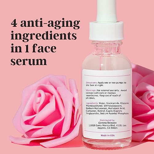 Gemma Skincare 4-in-1 Collagen Boosting Serum with Hyaluronic Acid, Vitamin C, Retinol and Niacinamide Serum - Hydrating and Anti Aging Serum for Women and Men - 1 fl oz - Image 3
