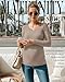 Velvelhall 3 Pack Women's Maternity Shirts Long Sleeve Ribbed Round Neck Pregnancy Tops Casual Basic Tee Maternity Clothes(Khaki, White, Black,Large)