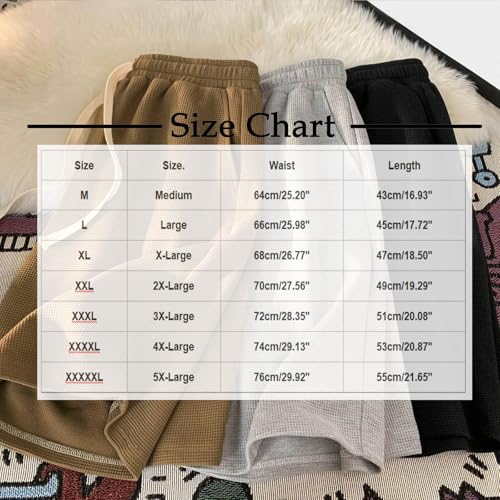 Xiaojmake Mens Waffle Sweat Shorts 5.5" Inseam Elastic Waist Casual Pajama Short with Pockets Gym Workout Athletic Shorts2