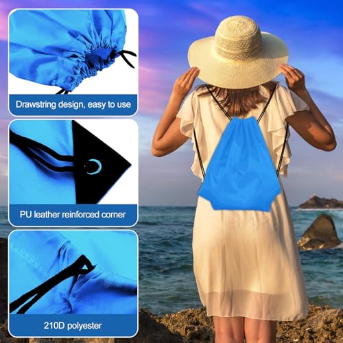 Image of KUUQA 25Pcs Drawstring Backpack Bags Bulk Light Blue Drawstring Bag Foldable Gym Bag Sport Cinch Sack String Backpack Storage Bags for Women Men Shopping Gym Travel Sports