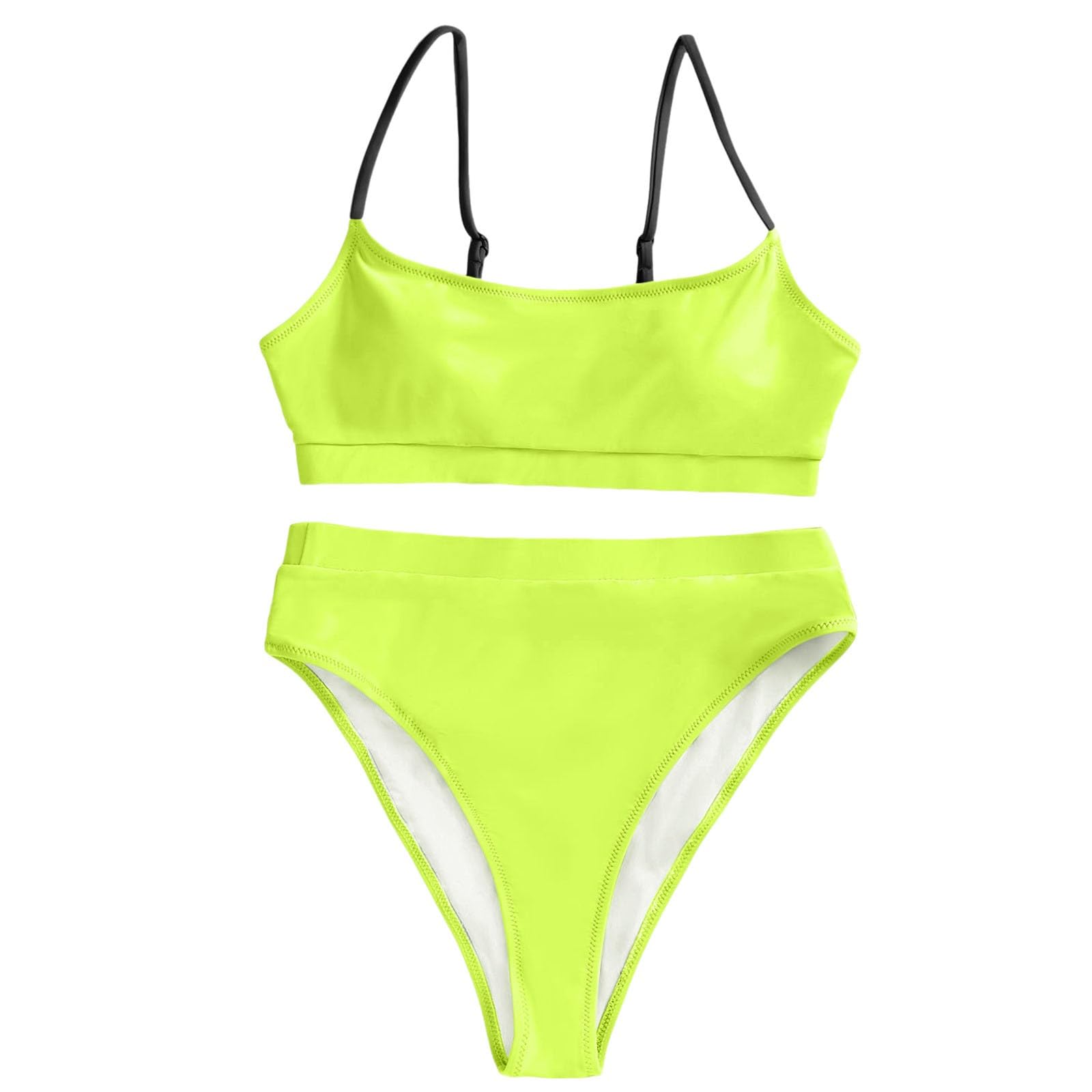 Damski Zestaw Bikini Z Halternetem I Dołem Od Push Up Góra Dwuczęściowy Strój Kąpielowy, Czarny, XL