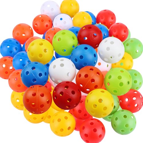 ASelected 30 Pcs Golf Practice Balls,Air Flow Hollow Plastic Golf Balls With Hole,Colorful Perforated Plastic Balls For Swing Practice Driving Range Home Use42Mm Outdoor Golf Games