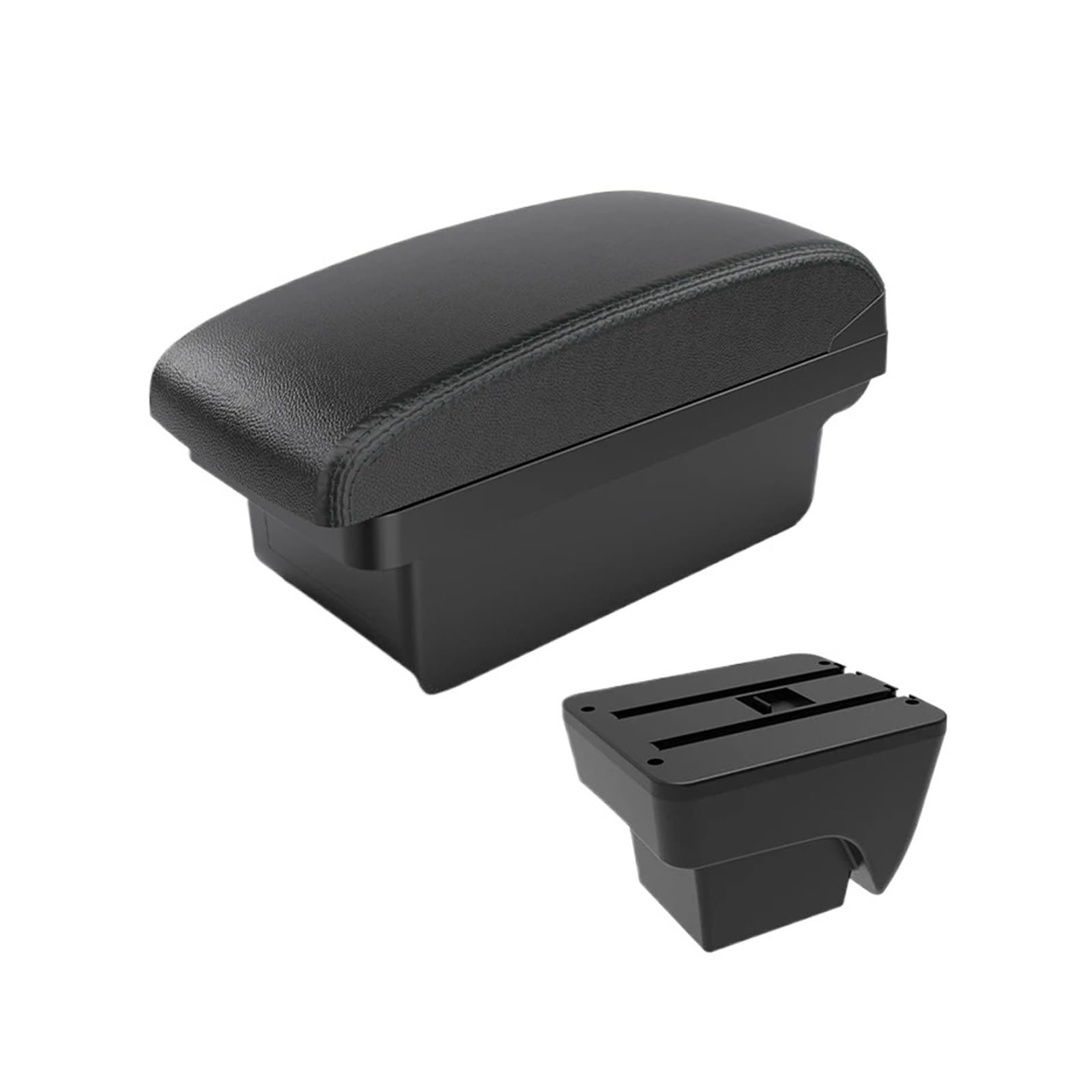 UMDJJU For SEAT For IBIZA Car Armrest Modification: Multi-functional Double-layer Storage Box With USB Charging Port Car Centre Console Armrest Box(A2 Black line NO USB)