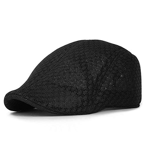 Gorras De Hombre Sombreros Cap Nueva Boina De Verano para Hombre, Gorra con Visera De Malla, Transpirable Y Cómodo, Sombrero Plano, Gorra Masculina, Sombreros para Papá, Negro
