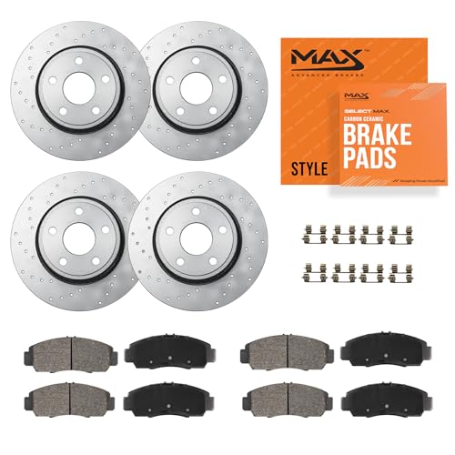 Image of Max Advanced Brakes StyleMAX+ Front & Rear Brake Kit | Fits 2011-2016 Scion Tc | Brake & Rotor Kit for Daily Performance | Cross-Drilled Rotors & Ceramic Brake Pads