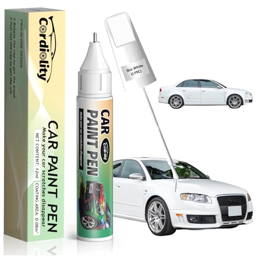 Image of LY9C Ibis White Touch Up Paint for Audi, Color Accurate Car Paint Scratch Repair Pen, Quick & Easy Fix Automotive Chips and Nicks