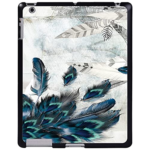 TATUE - Tablets & e-Books Case - For 2/3/4 retina display - tablet PC Plastic Feather pattern Slim Stand Case Cover (feather art)