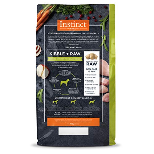 Instinct Raw Boost Healthy Weight Grain Free Recipe with Real Chicken Natural Dry Dog Food, 4 lb
