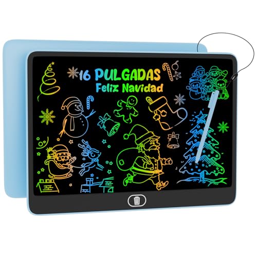 16 Pulgadas Tableta de Escritura LCD, Electight Infantil Tableta de Graffiti de Colores para Niños 3~12 Años, con Borrable y Bloqueo Función, Reutilizable, Juguete Educativo Halloween Navidad, Azul