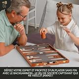 Queensell backgammon 38 cm, plateau pliant en similicuir PU photo 2