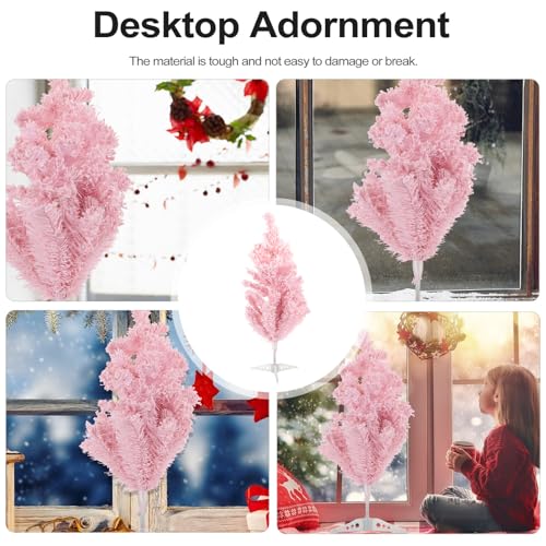Árbol de Navidad flocado rosa mini como obsequio navideño original de mesa 7