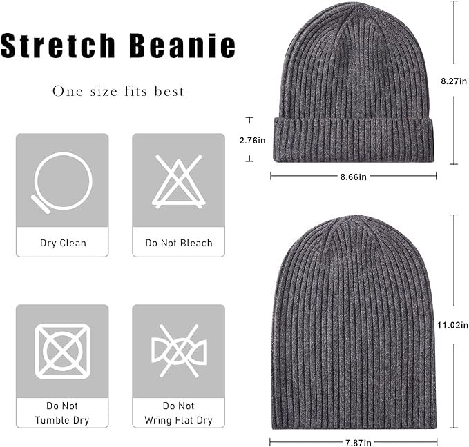 Image of Gajraj Winter Beanie Hats for Men Women, Fleece Lined Beanie Soft Warm Knit Hat Ski Cuffed Cap