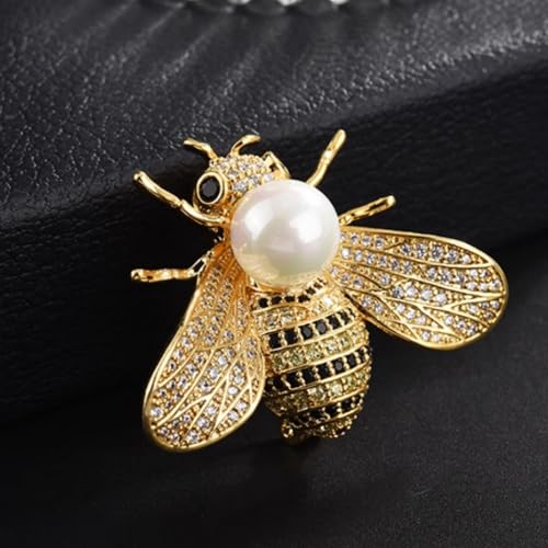 Image of Vintage Crystal Honey Bee Brooches for Women,Sparkly Rhinestone Insect Bee Brooches Charm Faux Pearl Yellow Sun Flower Honeybee Lapel Pins Dress Suit Shirt Prom Party Jewelry