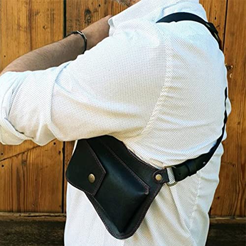 Mooke Bolso Hombro Oculto Cuero para Hombre Steampunk Medieval