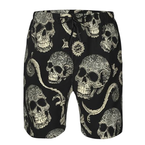 Flowers Skull Ornamental Print Stylish Beach Shorts Swim Trunks Lightweight Breathable Summer Outdoor Activities4