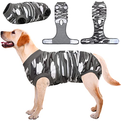 Kuoser Erholungsanzug für Hunde & Katzen nach der Operation, Haustier Camouflage Erholungshemd, E-Halsband und Kegelalternative, Verhindern das Lecken Weste für Kleiner Mittlere Großer Hunde Cover