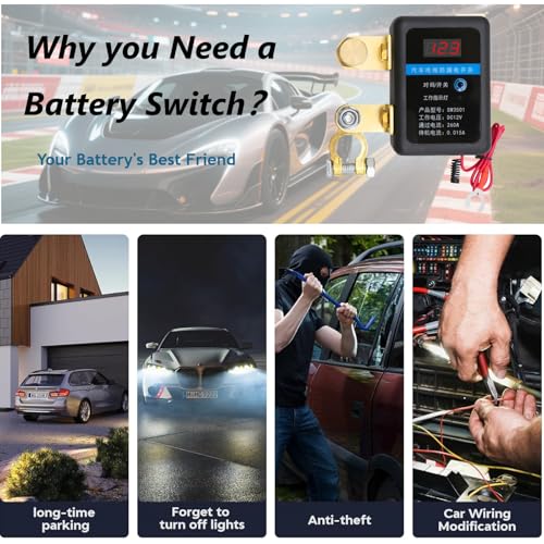 Image of Remote Battery Disconnect Switch 12V Smart LED Remote Control | LED Indicator, Remote Battery Kill Switch, Car Battery Disconnect, 12V for Vehicle, Truck RV Boat